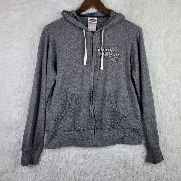 Harley-Davidson Tops - Harley Davidson Womens M Gray Micro‎ Stripe Full Zip Hoodie Grand Canyon Arizona